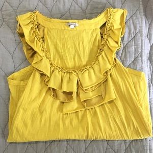 Yellow Bordeaux top with ruffles, XS